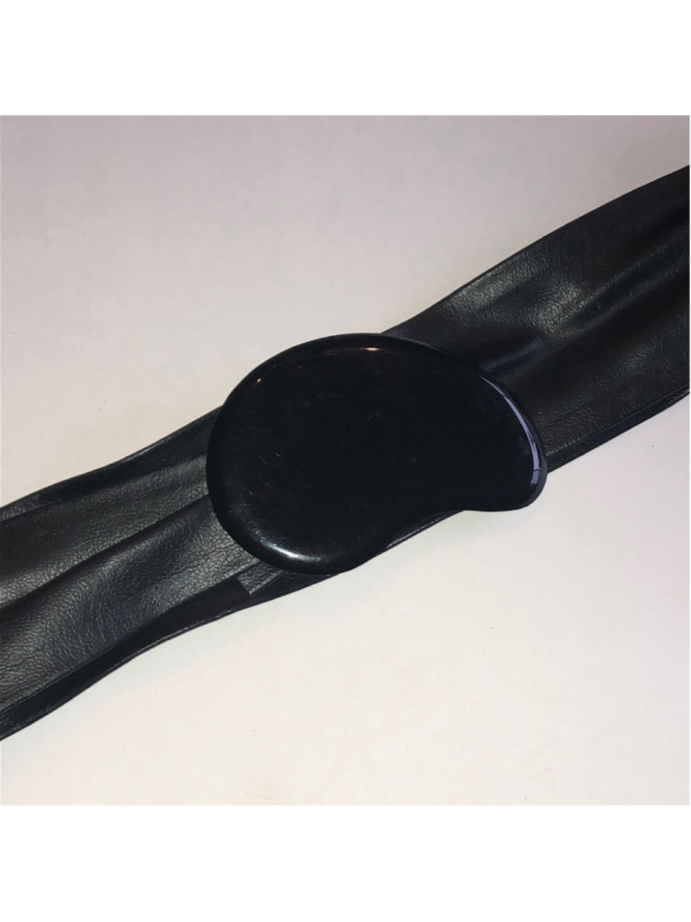 Black Patent Oval Buckle Waist Belt